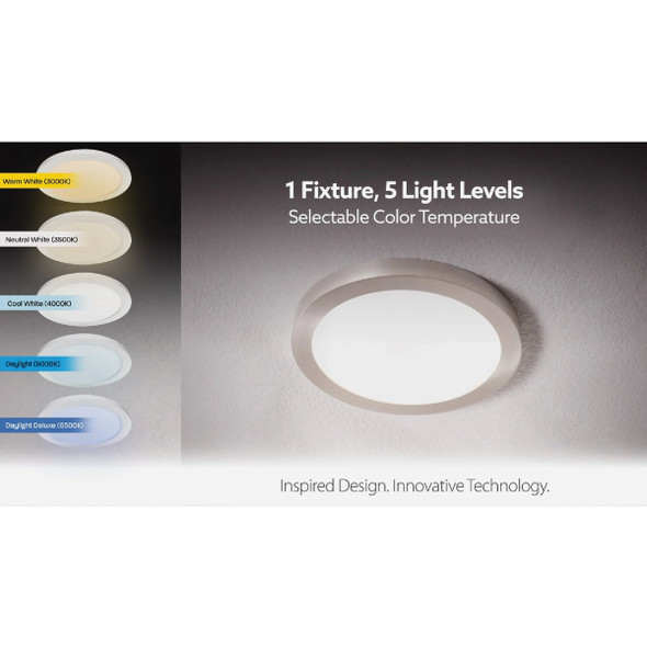 Feit Electric Edge-Lit 15 In. White Round 6-Way LED Flush Mount Light 74212-6WY 557616