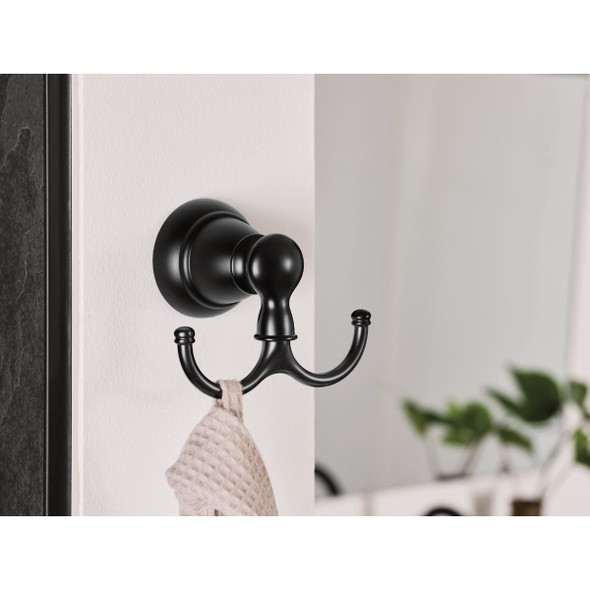Moen Banbury Double Robe Hook, Matte Black Y2603BL 408003