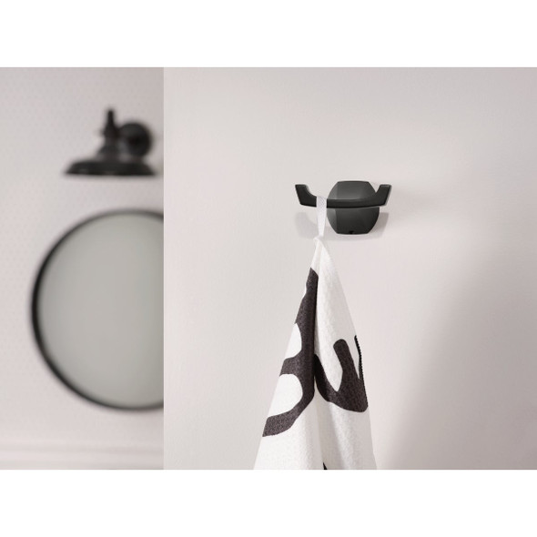 Moen Lindor Double Robe Hook, Matte Black MY8703BL 464182