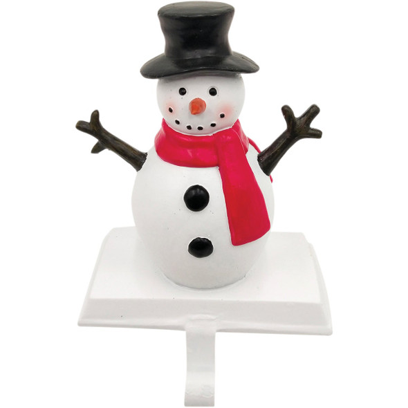 1-Stocking Resin Mantle Textured Snowman with Scarf Stocking Holder XN6051710DIB