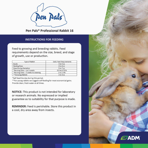 ADM Pen Pals 25 Lb. Rabbit Food Pellets 80034AAAE6 705557