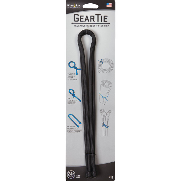 Gear Tie 24 In. Reusable Rubber Twist Tie - Black (2-Pack) GT24-01-2R3 239183