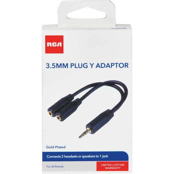 RCA 3 In. Single 3.5 mm Male Double 3.5 mm Female Y-Adapter AH202DE 500186