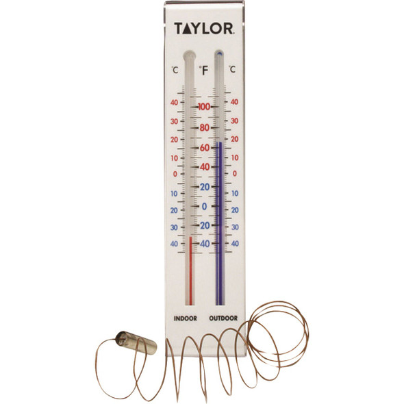 Taylor 2" W x 9" H Plastic Tube Indoor & Outdoor Thermometer 5327