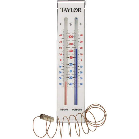 Taylor 2" W x 9" H Plastic Tube Indoor & Outdoor Thermometer 5327