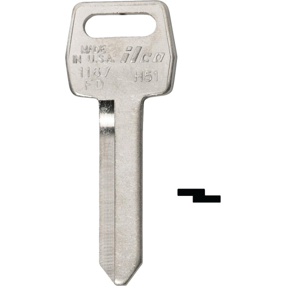 ILCO Ford Nickel Plated Automotive Key, H51 / 1167FD (10-Pack) IAL6174900B