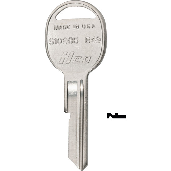 ILCO GM Nickel Plated Automotive Key, B45 / S1098H (10-Pack) IAL3481800B