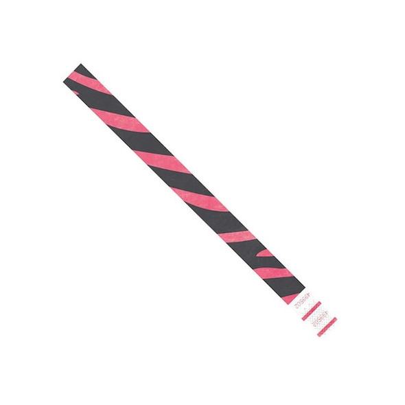 Tyvek Wristbands, 3/4" x 10", Pink Zebra Stripe, PK500 WR108PK