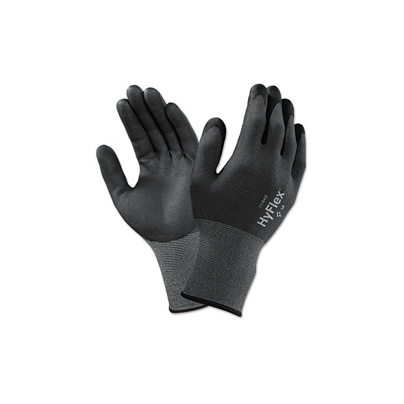 11-840 Nitrile Foam Palm Coated Gloves, Size 8, Black Pack of 12