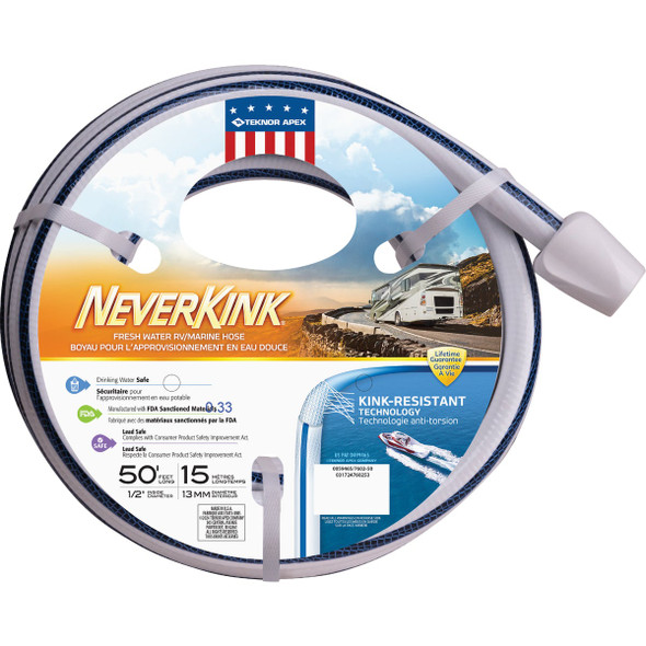 Teknor Apex NeverKink 1/2 In. x 50 Ft. White RV/Marine Hose 7602-50