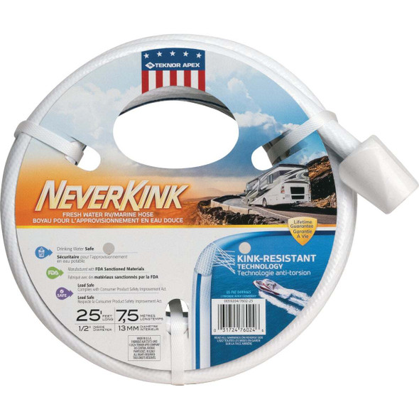 Teknor Apex NeverKink 1/2 In. x 25 Ft. White RV/Marine Hose 7602-25