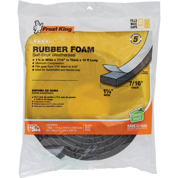 Frost King 1-1-4x7-16"x10' Blk Tape R516H 288594