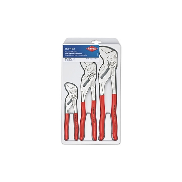 3-Piece Plier Wrench Set, 7 in, 10 in, 12 in Lengths, Chrome Vanadium