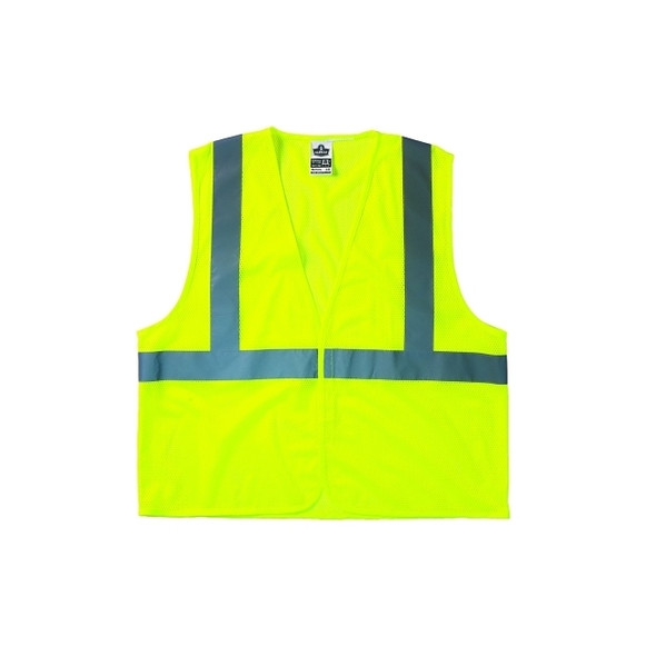 GloWear® Safety Vest, 8205HL, Mesh, Class 2, Type R, 2 in Reflective Tape, Hook and Loop, Large/X-Large, Lime