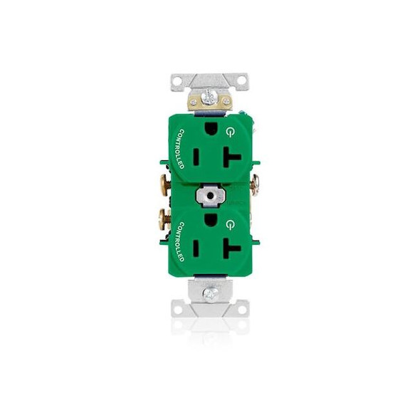 Leviton Duplex Receptacle Outlet,20A,Green,125V 5362-S2N