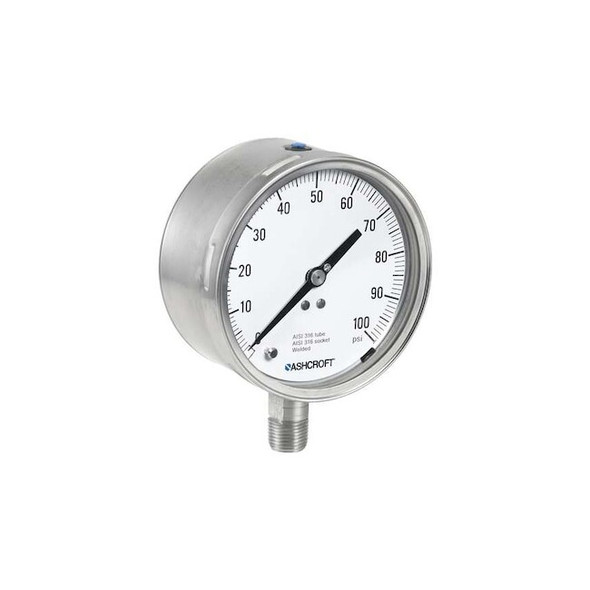 Pressure Gauge, 0 to 600 psi, 4 1/2 in Dial, 1/2 in NPT, Bottom Location