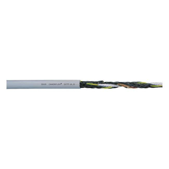 Control Cable, 16 AWG, 4 C, Gray, PUR, 1,000 V, 100 ft