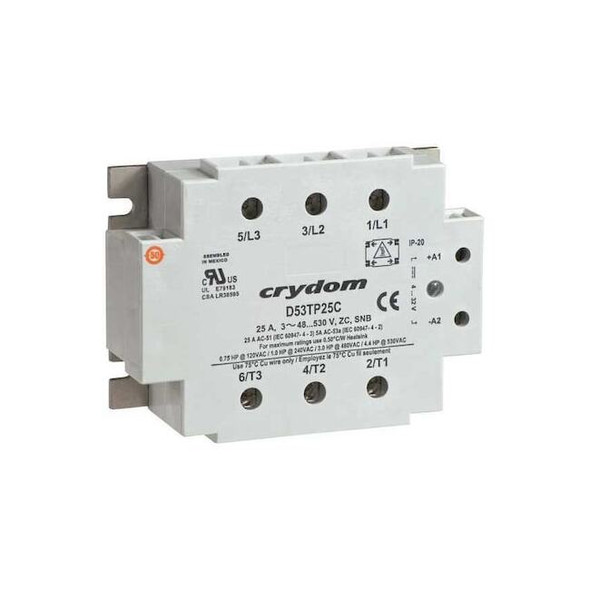 Crydom Solid State Relay, 3 Phase, Saddle Clamp, Screw, Panel, SCR D53TP25C-10