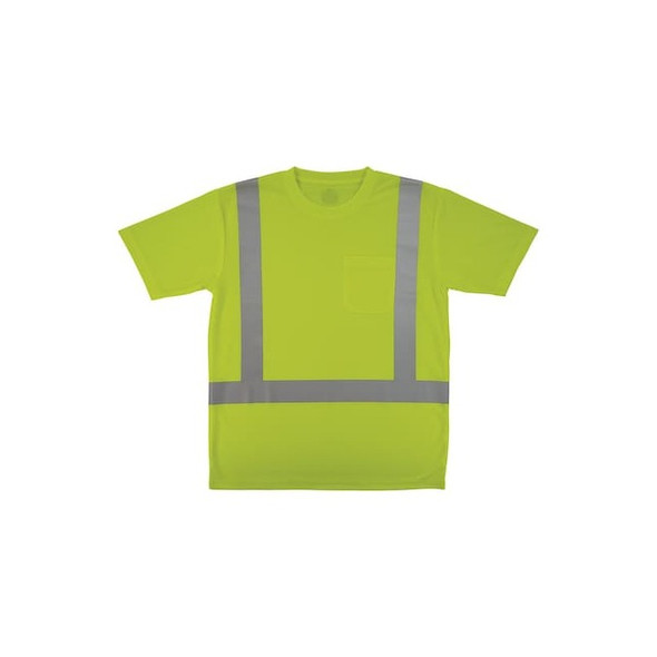 Ergodyne Hi-Vis Shirt,M,Lime,Short Sleeve 21833