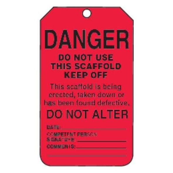 Tag, Scaffold, Plastic, 5 3/4 in H x 3 1/4 in W, Rectangle, 25 PK