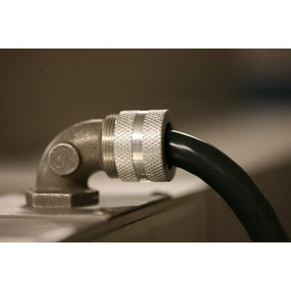 Hubbell Wiring Device-Kellems Liquid Tight Connector,3-8in.,90 deg,Blk NHC1010