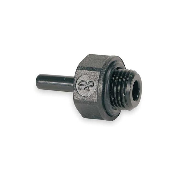 Push-Fit Adapter Fitting, 1/4 in Tube Size, Acetal, Black, 10 PK