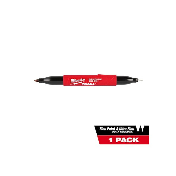 Milwaukee Tool Double Sided Black Marker,Plastic 48-22-3115