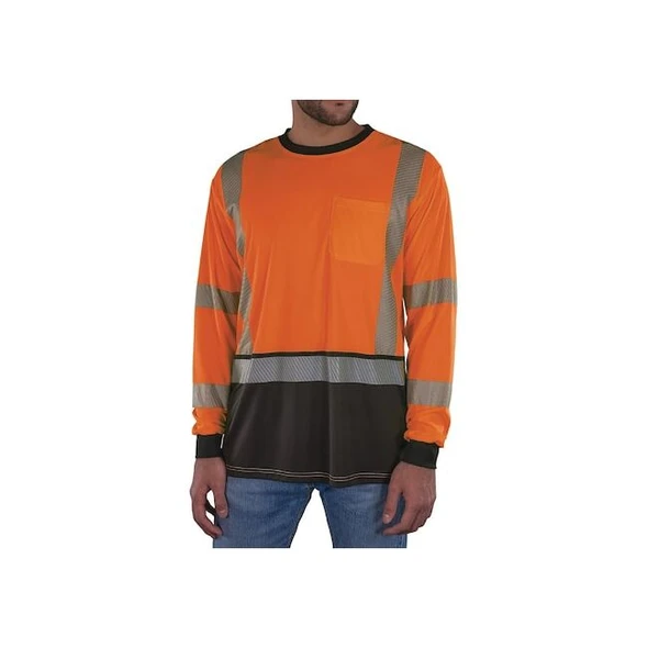 Ergodyne Hi-Vis Shirt,L,Orange,Long Sleeve 22304