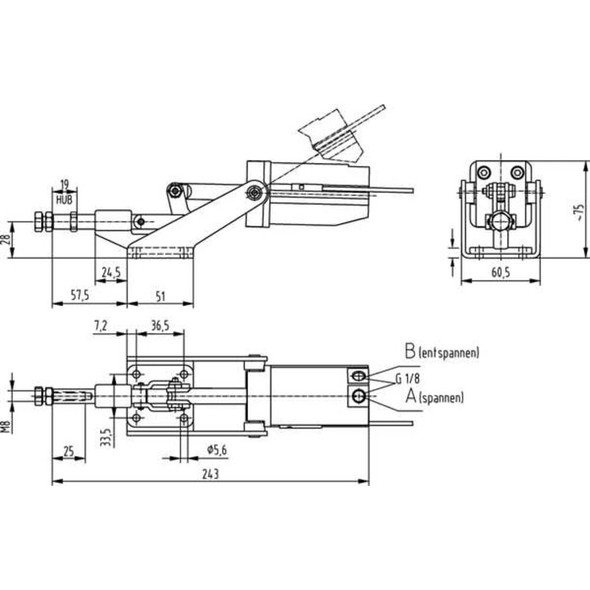 De-Sta-Co Swing-Toggle Clamp,Pneumatic, Straight 803