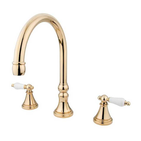 Kingston Brass Roman Tub Faucet, Polished Brass, Deck Mount KS2342PL