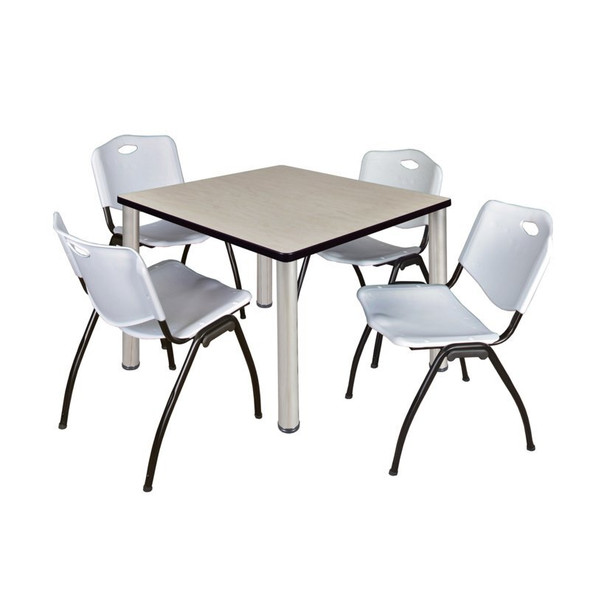 Kee Square Table & Chair Set, Wood, Metal, Plastic Top, Maple