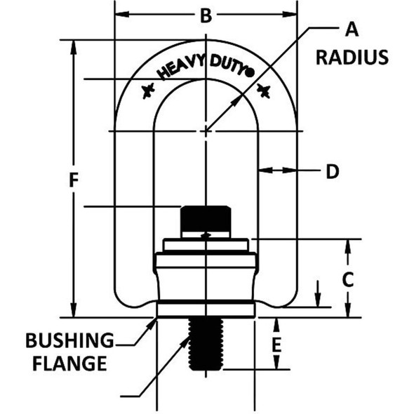 Adb Hoist Rings Hoist Ring,30-3-1-2in,637.2 ft.-lb,HDHRM 34401