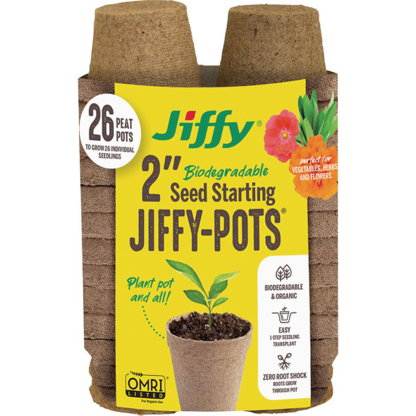 Jiffy 2.25 In. Biodegradable Seed Starting Pot (26-Pack) JP226