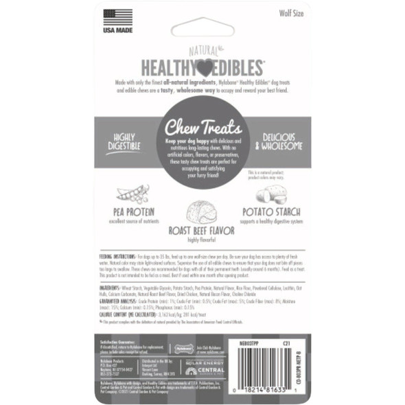 Nylabone Healthy Edibles Medium Roast Beef All-Natural Long Lasting Chew Treat NE803TPPX 767258