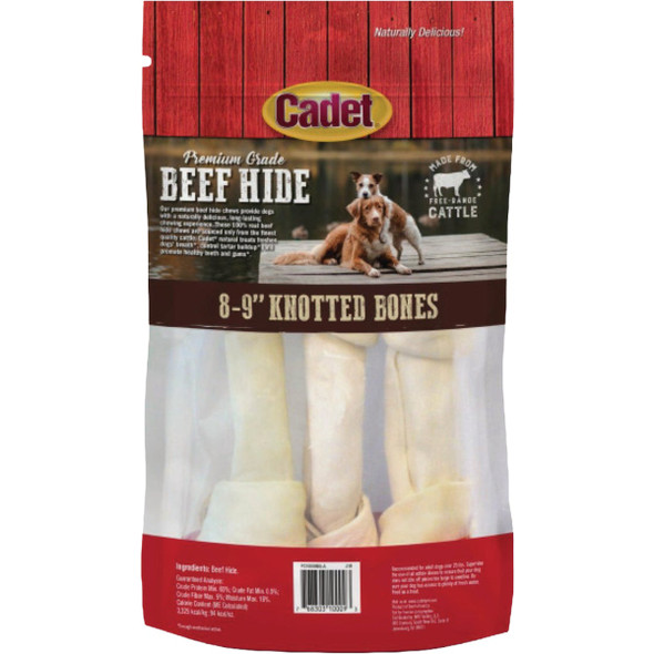 Cadet 8 In. Premium Grade Beef Hide Knotted Bone (3-Pack) C10009 741285