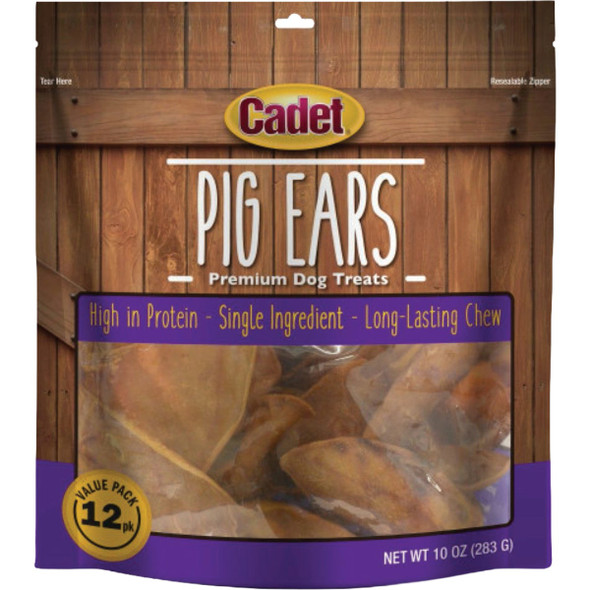 Cadet 10 Oz. Natural Pig Ears for Dogs (12-Pack) C00867