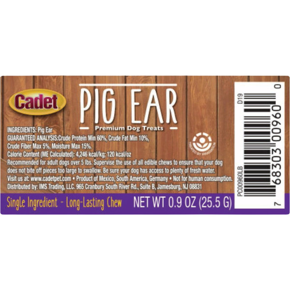 Cadet 0.9 Oz. Natural Pig Ears for Dogs C00960 712688