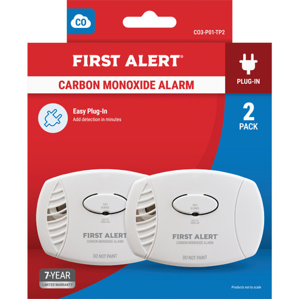 First Alert 2pk Plugin Co Alarm CO3-P01-TP2