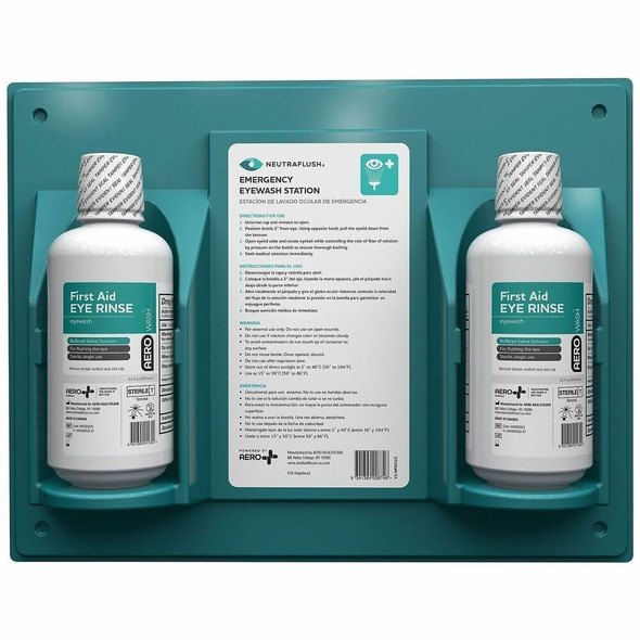 Aero NeutraFlush Eyewash Station Wall Unit - 1 quart - Green - Portable - 1 Each