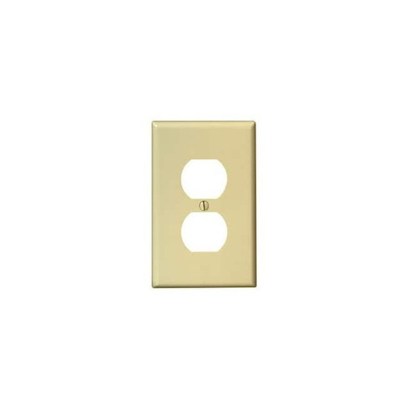 Leviton Wall Plate, Duplex Outlet, Ivory, Nylon PJ8-I
