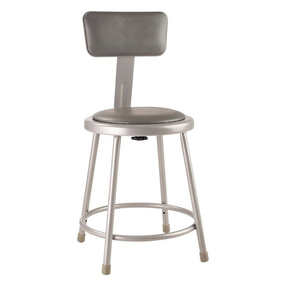 National Public Seating Round Stool with Backrest, Height 18"Gray 6418B