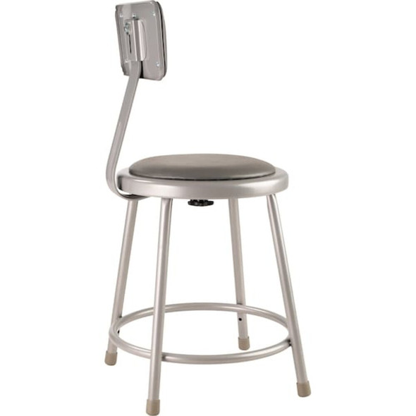 National Public Seating Round Stool with Backrest, Height 18"Gray 6418B