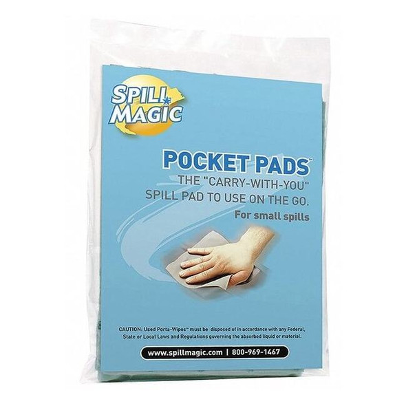 Spill Magic Absorbent Pocket Pad,Clear,7-1/2" L,PK30 250P30