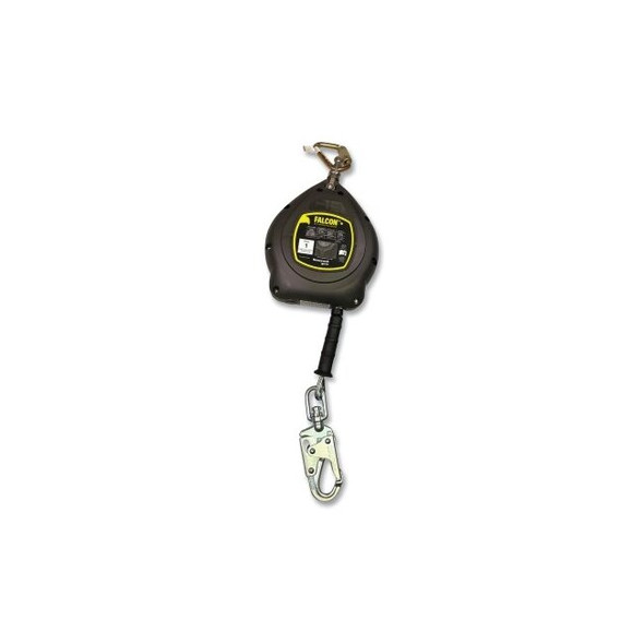 Falcon™+ Self-Retracting Lifeline, Galvanized Steel, 50 ft L, Double Lock Carabiner, 310 lb, Swivel Snap Hook, 1 Leg