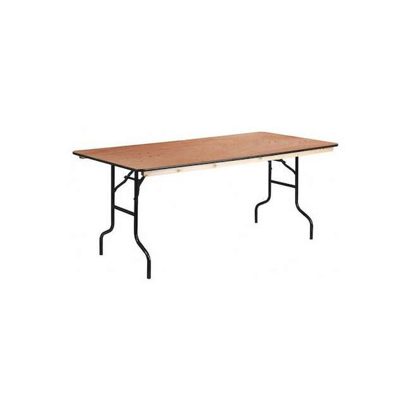 Rectangle Folding Table, 36" W, 72" L, 30" H, Wood Top, Wood Grain