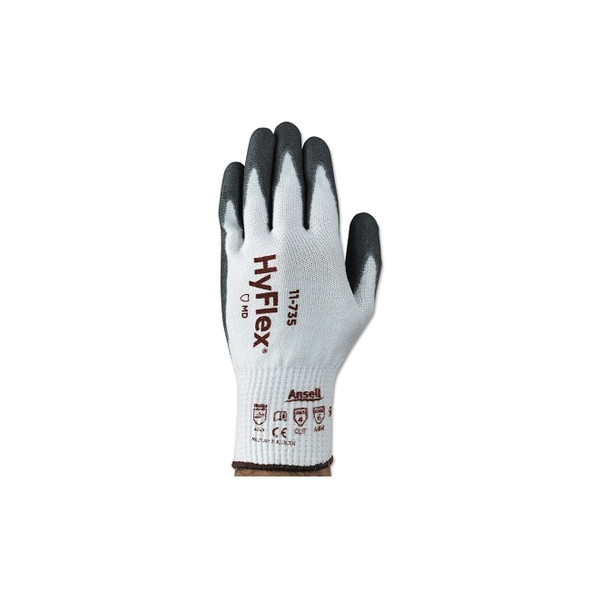 11-735 Polyurethane Palm Coated Gloves, Size 9, White/Gray Pack of 12
