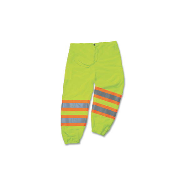 GloWear® 8911 Class E Hi-Vis Two-Tone Drawstring Pants, Large/X-Large, Lime Pants/Orange Contrast
