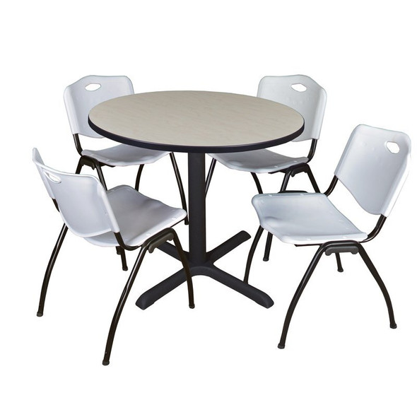 Cain Cain Round Table & Chair Set, Wood, Metal, Plastic Top, Maple TB42RNDPL47GY
