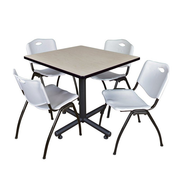 Kobe Square Table & Chair Set, Wood, Metal, Plastic Top, Maple