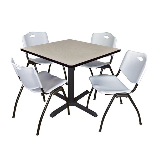 Cain Cain Square Table & Chair Set, Wood, Metal, Plastic Top, Maple TB3636PL47GY